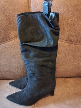 Time And Tru Black Mid Slouch Women's Boots Size 7 1/2